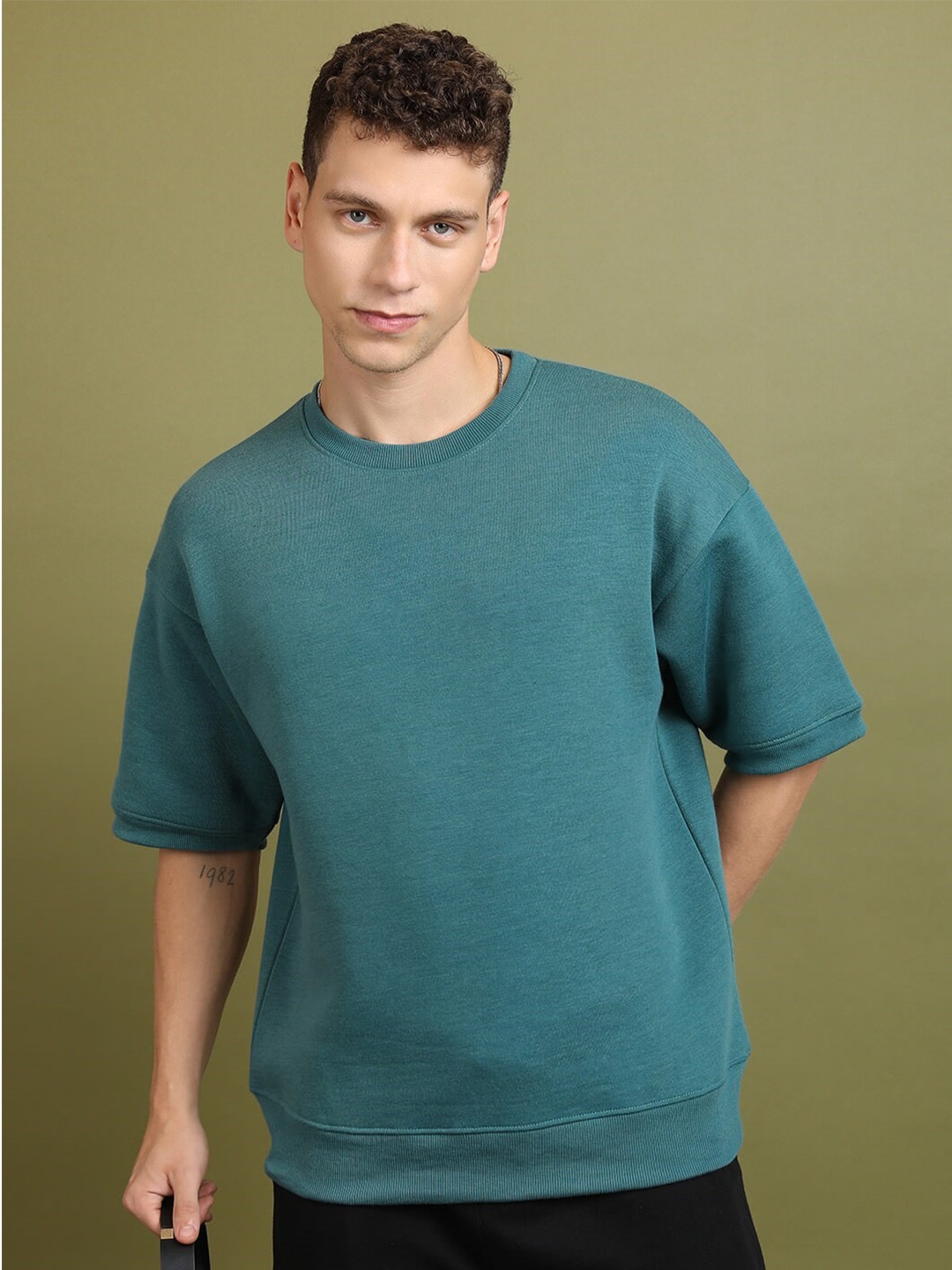 

HIGHLANDER Drop Shoulder Sleeves Sweatshirt, Teal