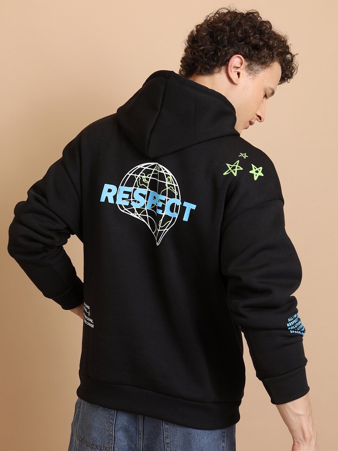 

HIGHLANDER Graphic Printed Hooded Relaxed Fit Sweatshirt, Black