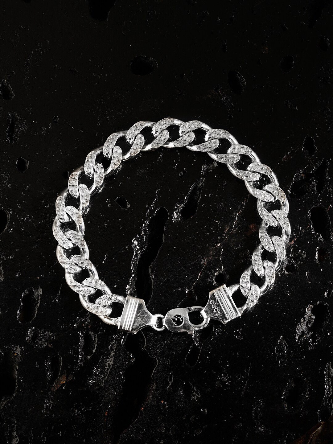 

ZORD Men Sterling Silver Antique Silver-Plated Link Bracelet