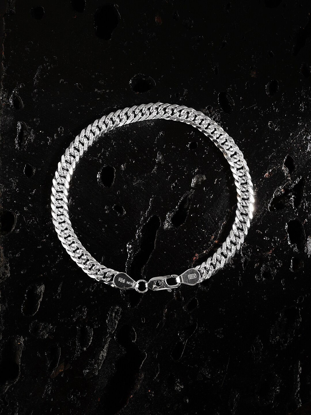 

ZORD Men Sterling Silver Antique Silver-Plated Link Bracelet