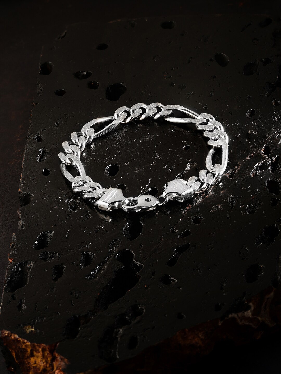 

ZORD Men Iced Figaro 925 Sterling Silver Link Bracelet