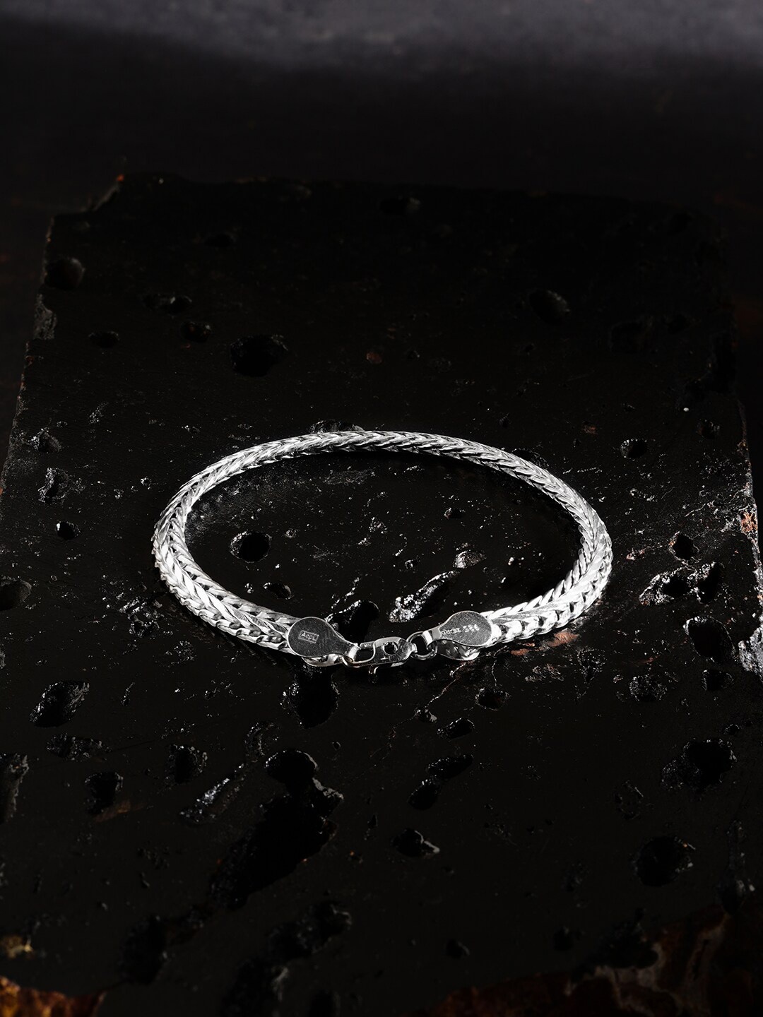 

ZORD Men 925 Sterling Silver Silver-Plated Link Bracelet