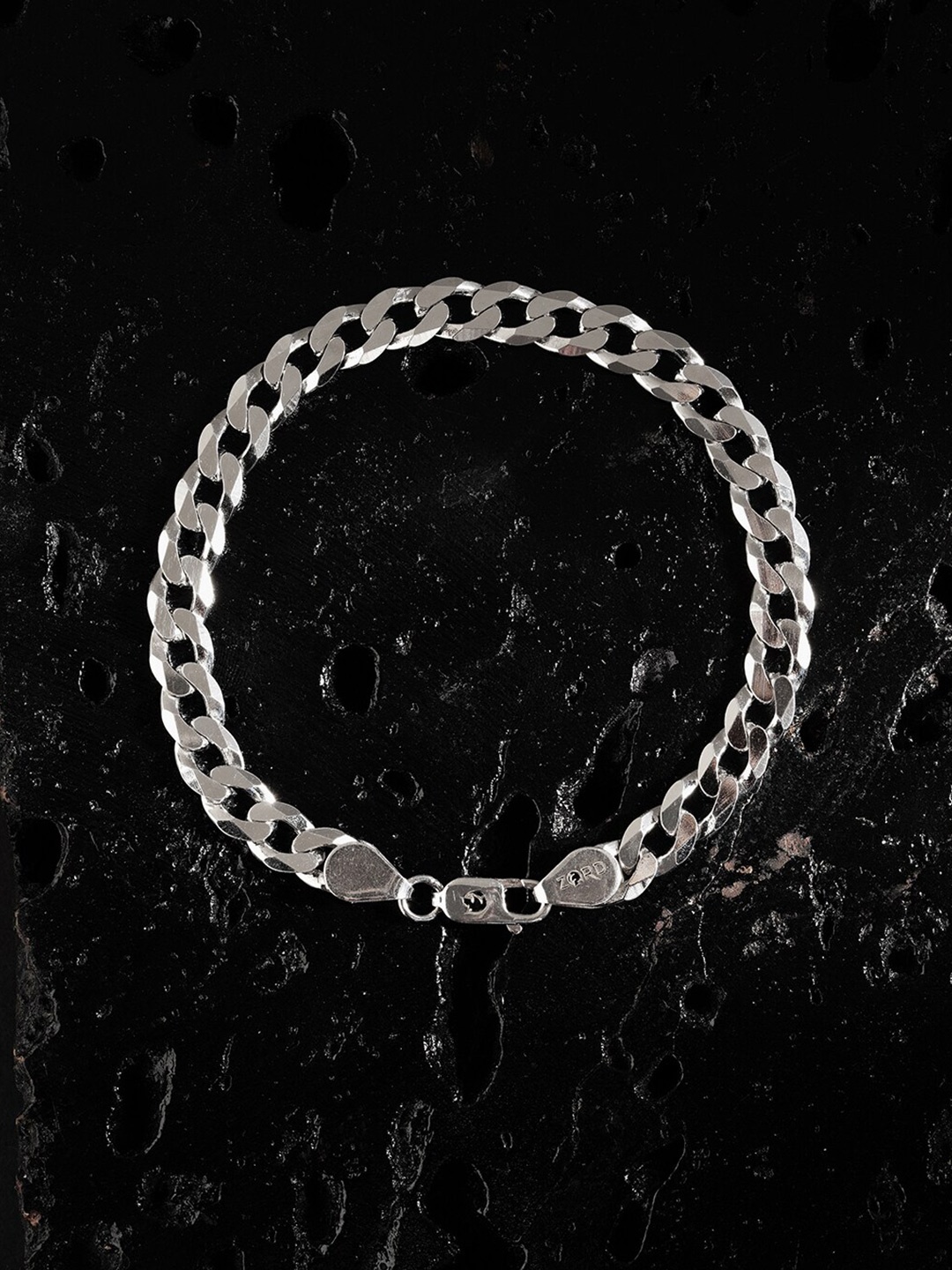 

ZORD Men Sterling Silver Antique Silver-Plated Link Bracelet