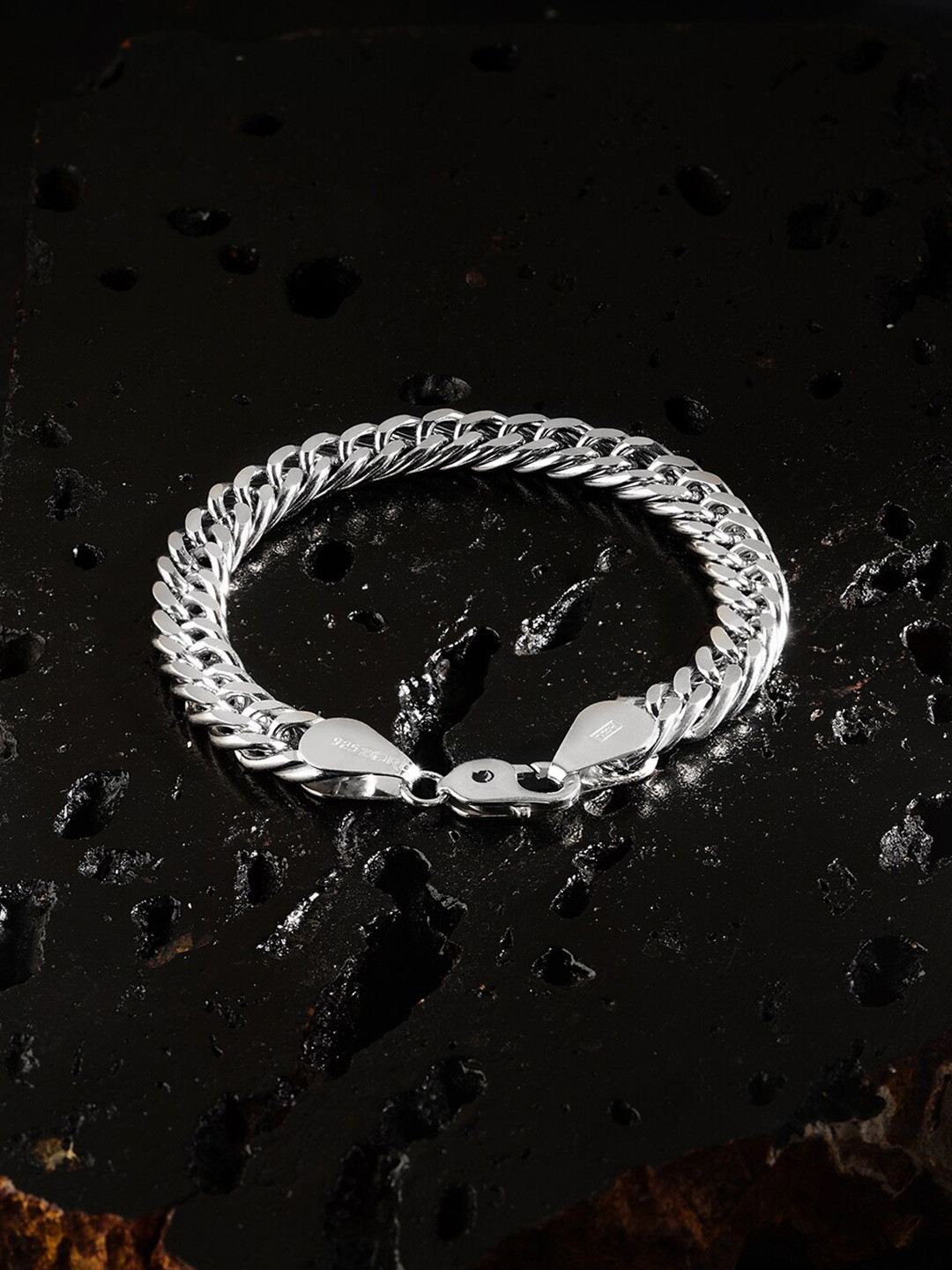 

ZORD Men Double Cuban Elegance 925 Sterling Silver-Plated Link Bracelet