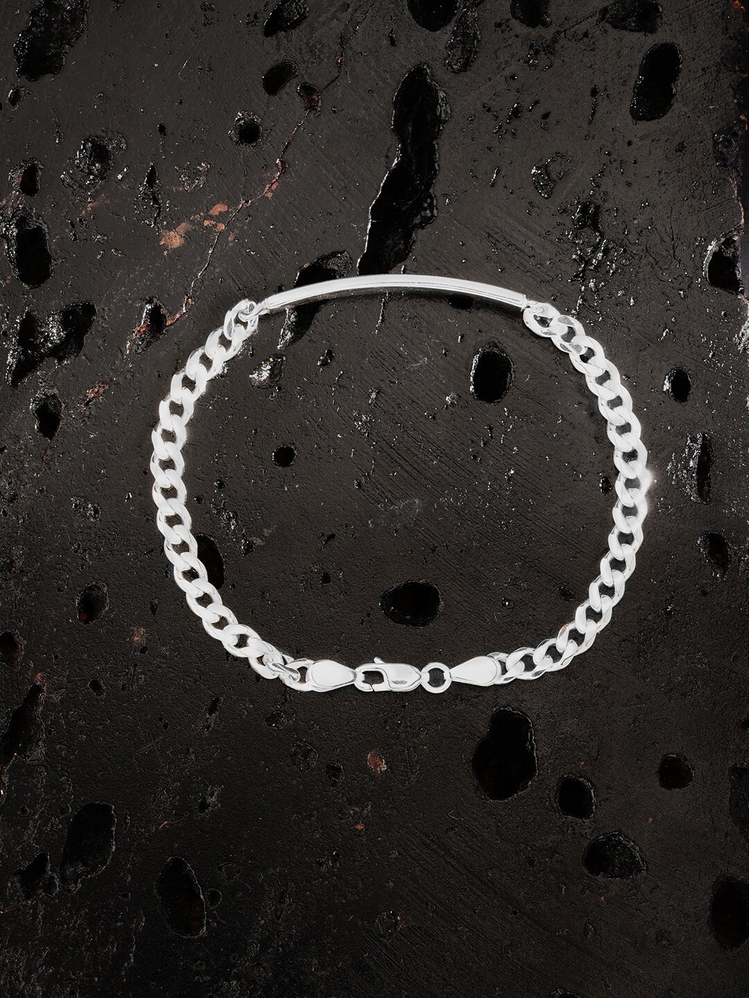 

ZORD Men Sterling Silver Silver-Plated Link Bracelet