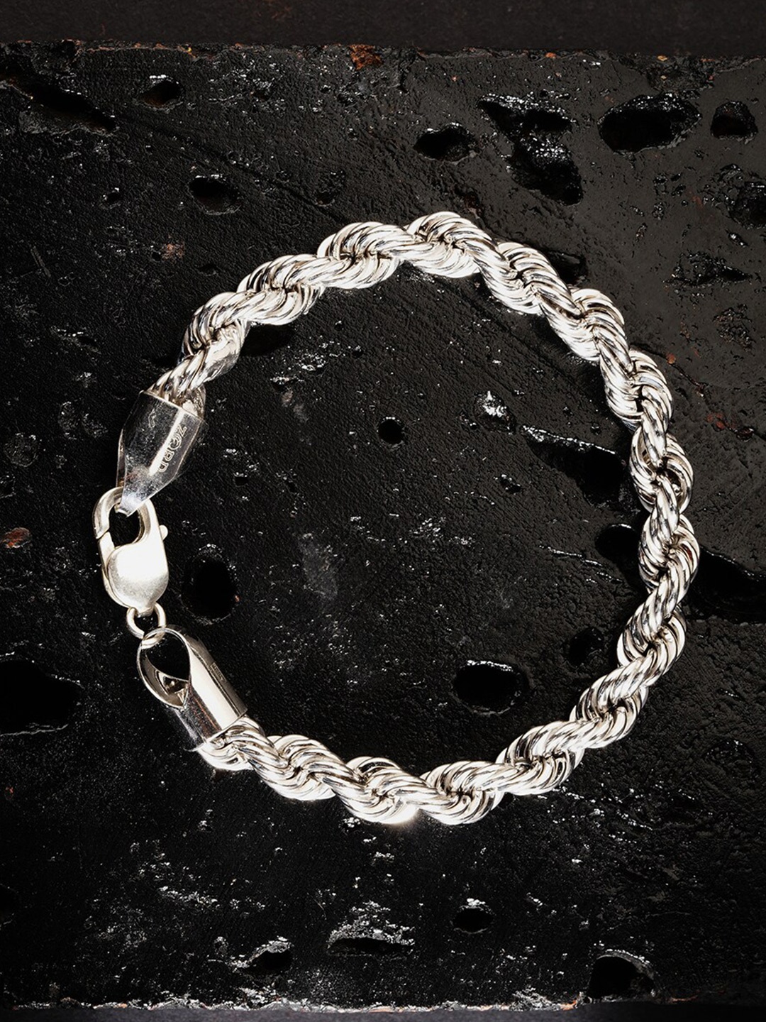 

ZORD Men Sterling Silver Antique Silver-Plated Link Bracelet