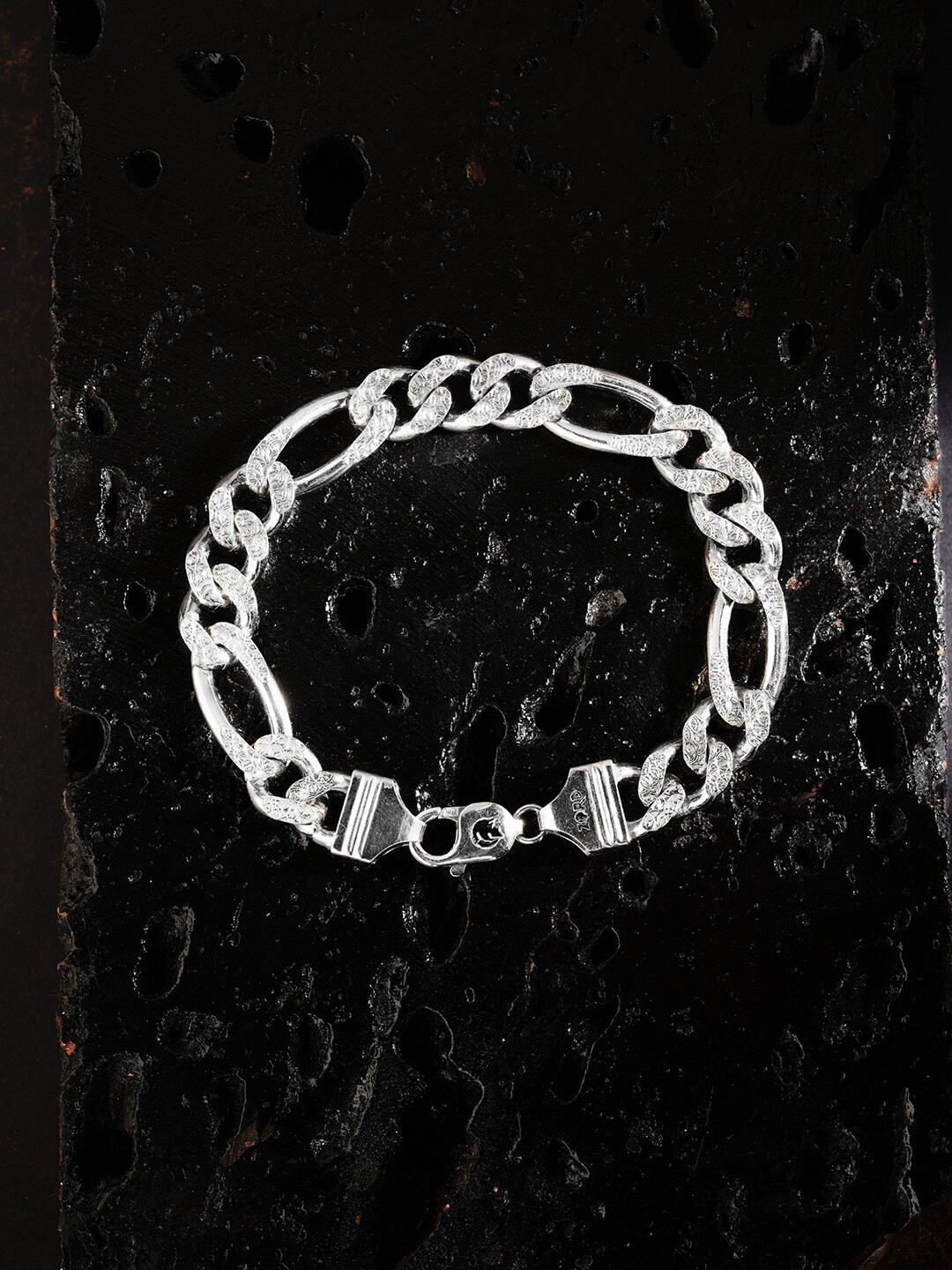 

ZORD Men Iced Figaro Essence 925 Sterling Silver-Plated Link Bracelet