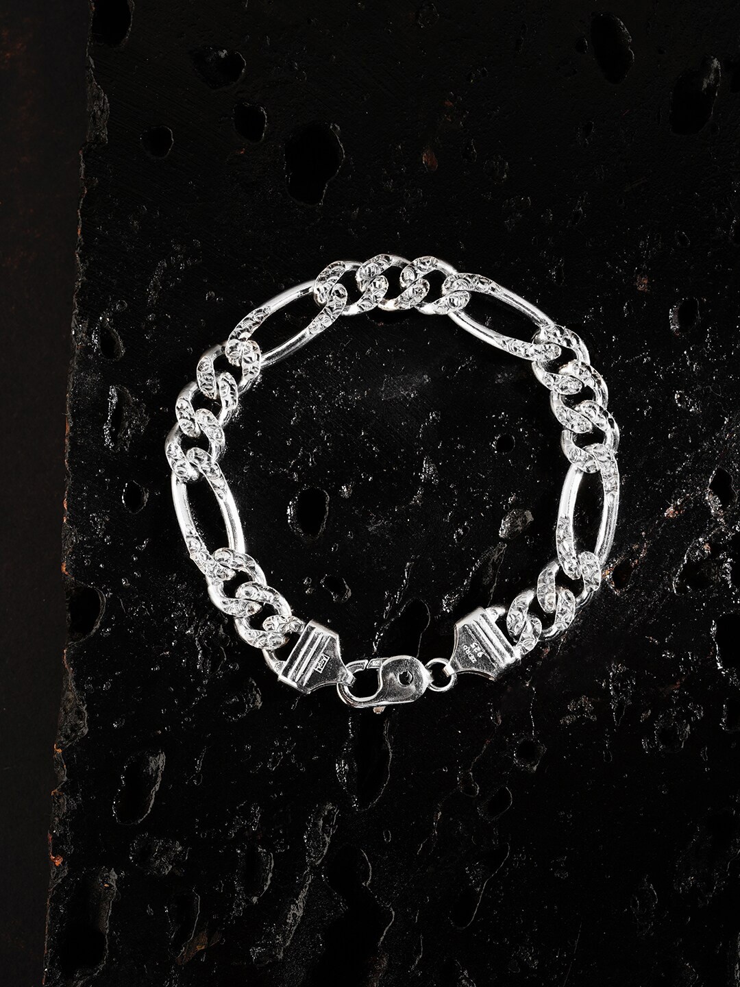 

ZORD Men Sterling Silver Antique Silver-Plated Link Bracelet
