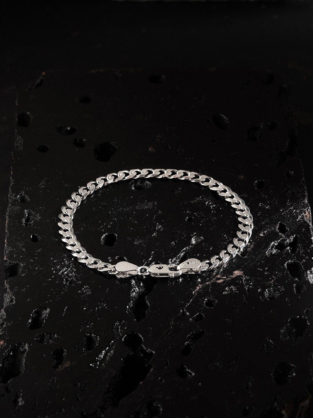 

ZORD Men Sterling Silver Antique Silver-Plated Link Bracelet