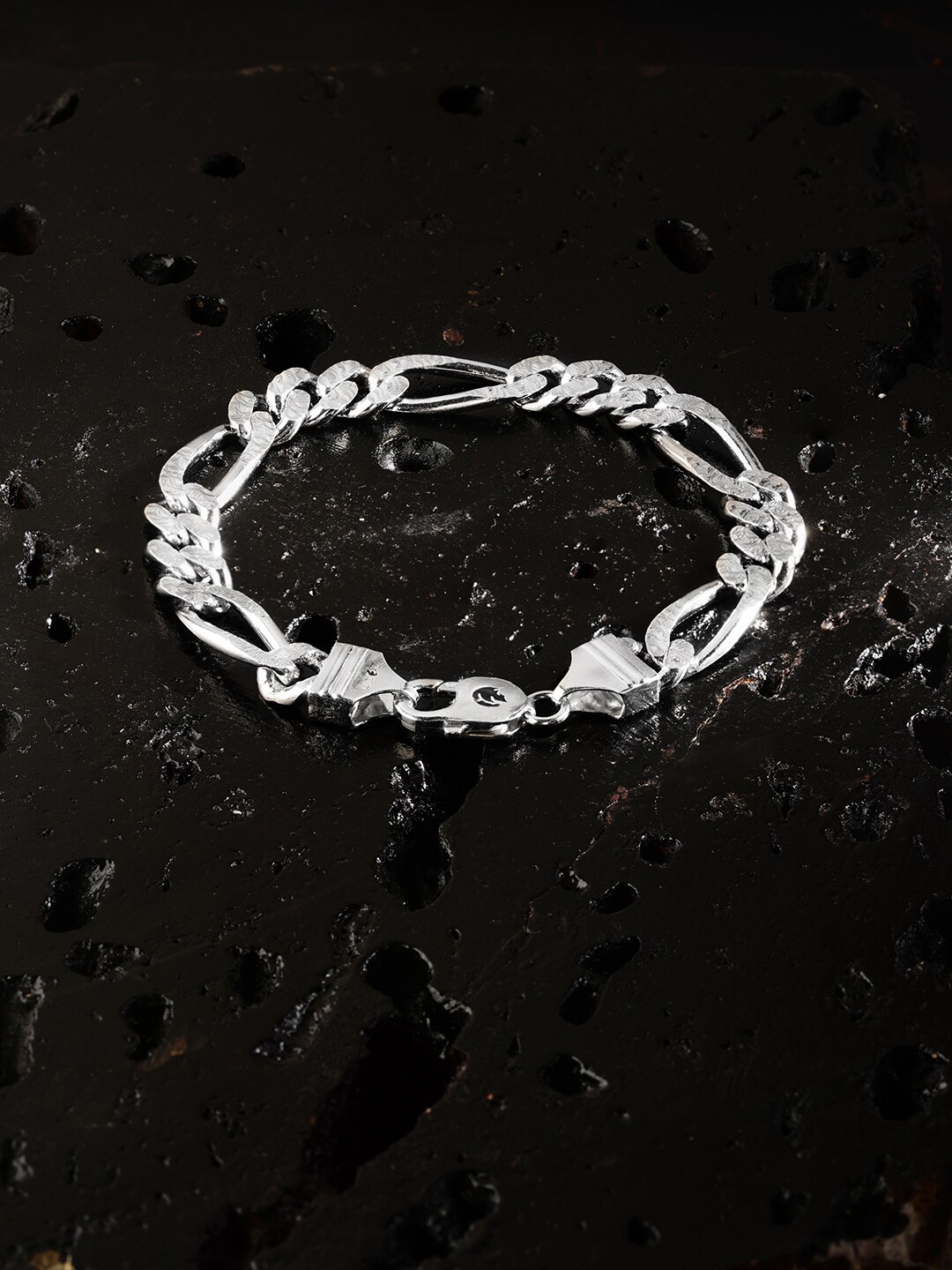 

ZORD Men Iced Figaro Leadership 925 Sterling Silver Link Bracelet