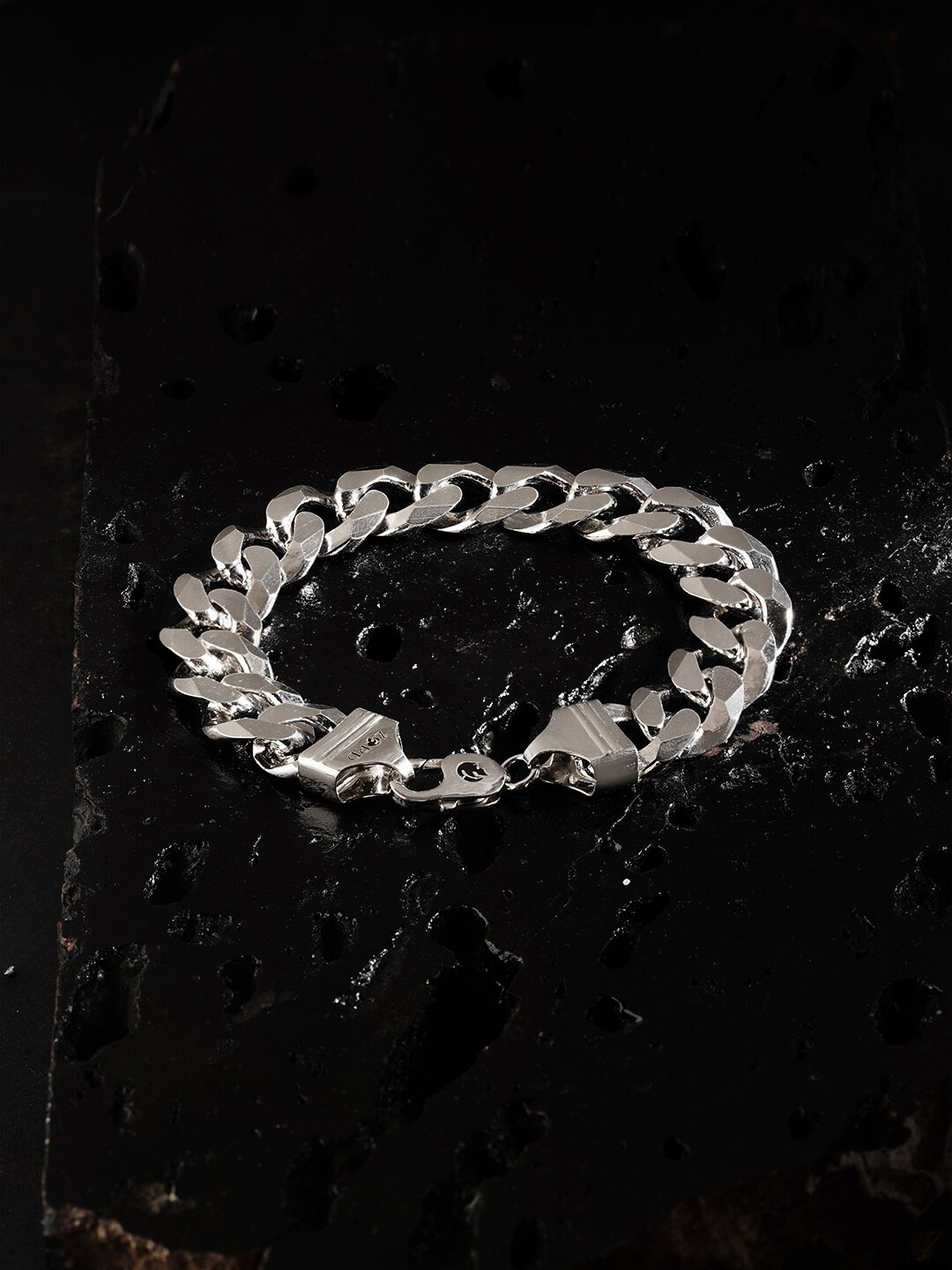 

ZORD Men Silver-Toned Sterling Silver Antique Silver-Plated Link Bracelet