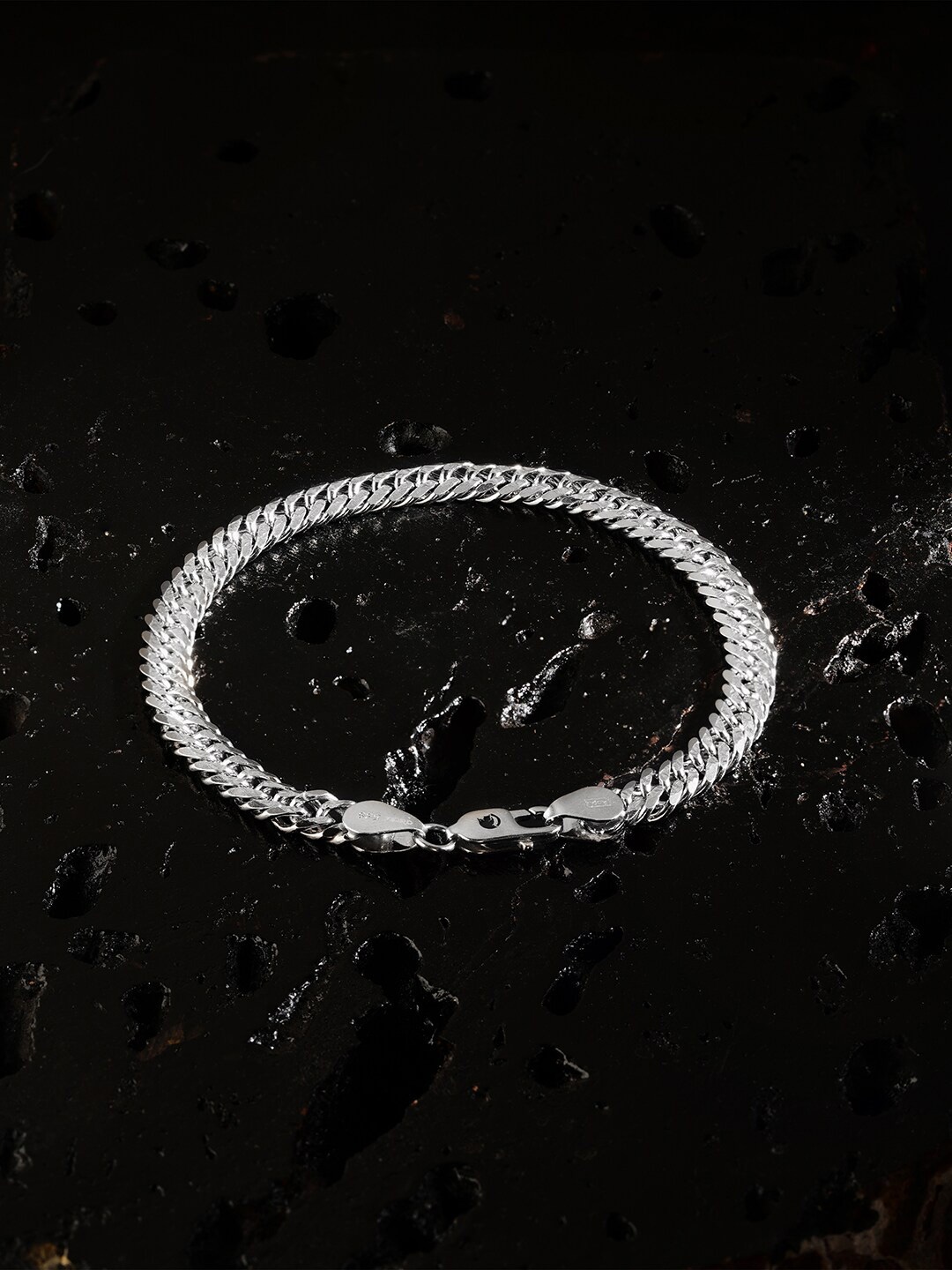 

ZORD Men Sterling Silver Silver-Plated Link Bracelet