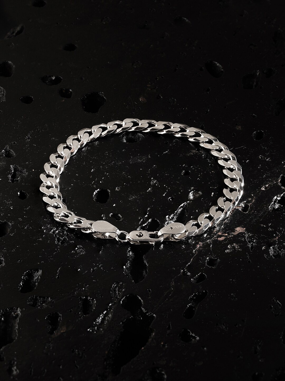 

ZORD Men Silver-Toned Sterling Silver Antique Silver-Plated Link Bracelet