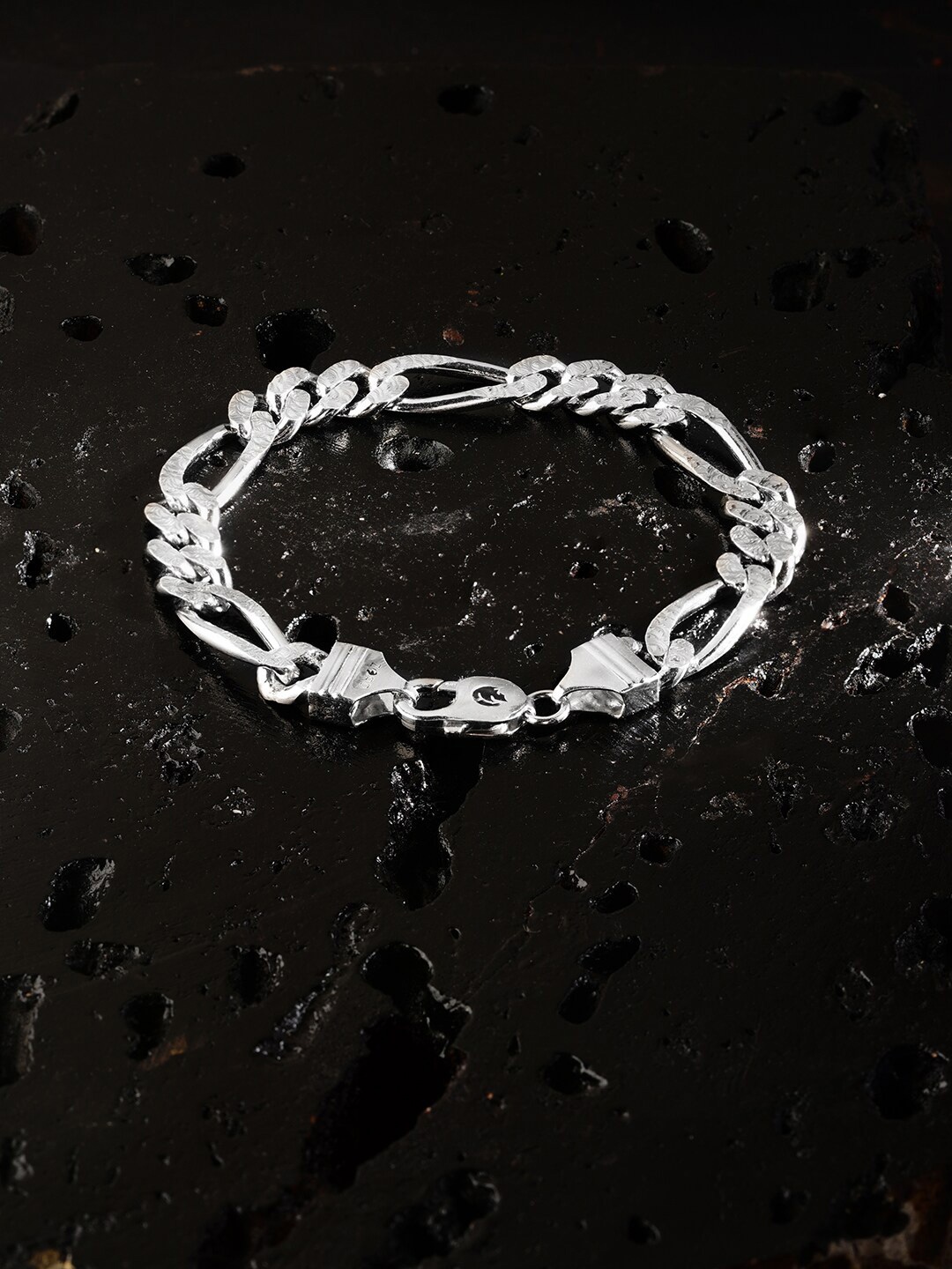

ZORD Men Silver-Plated 925 Sterling Silver Antique Link Bracelet