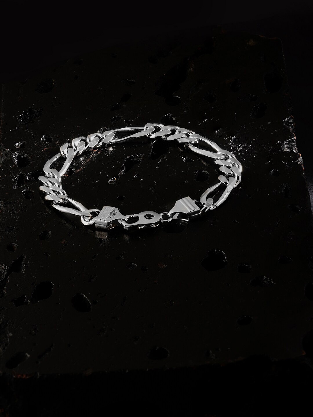 

ZORD Men Sterling Silver Antique Silver-Plated Link Bracelet