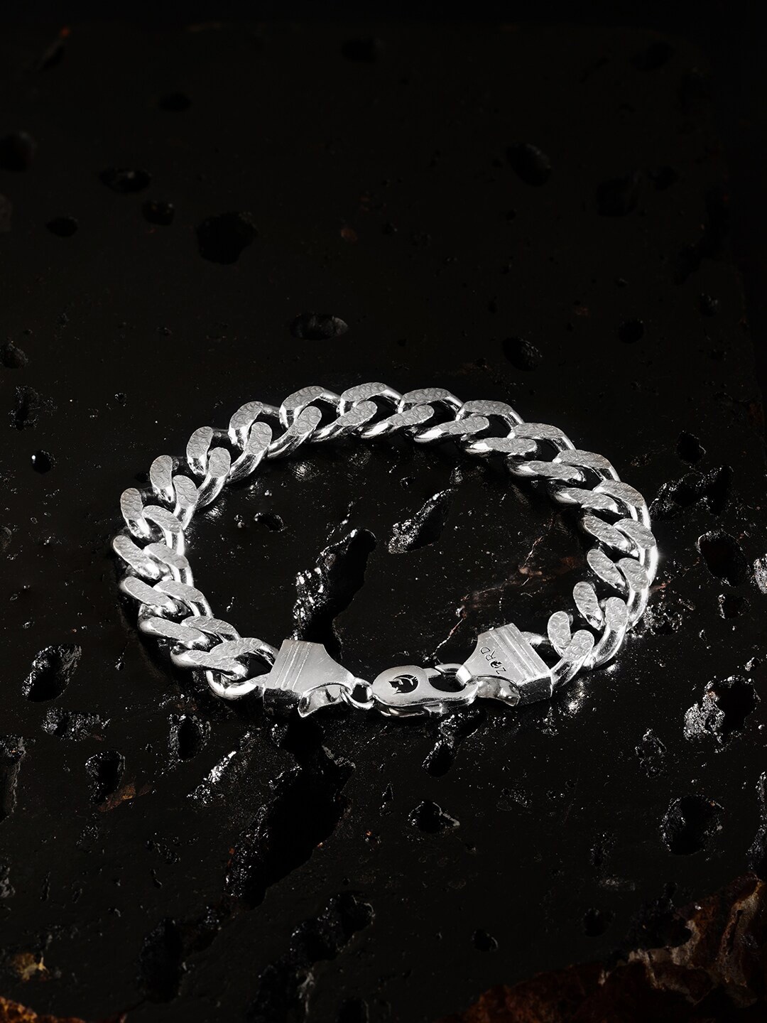 

ZORD Men Sterling Silver Antique Silver-Plated Link Bracelet