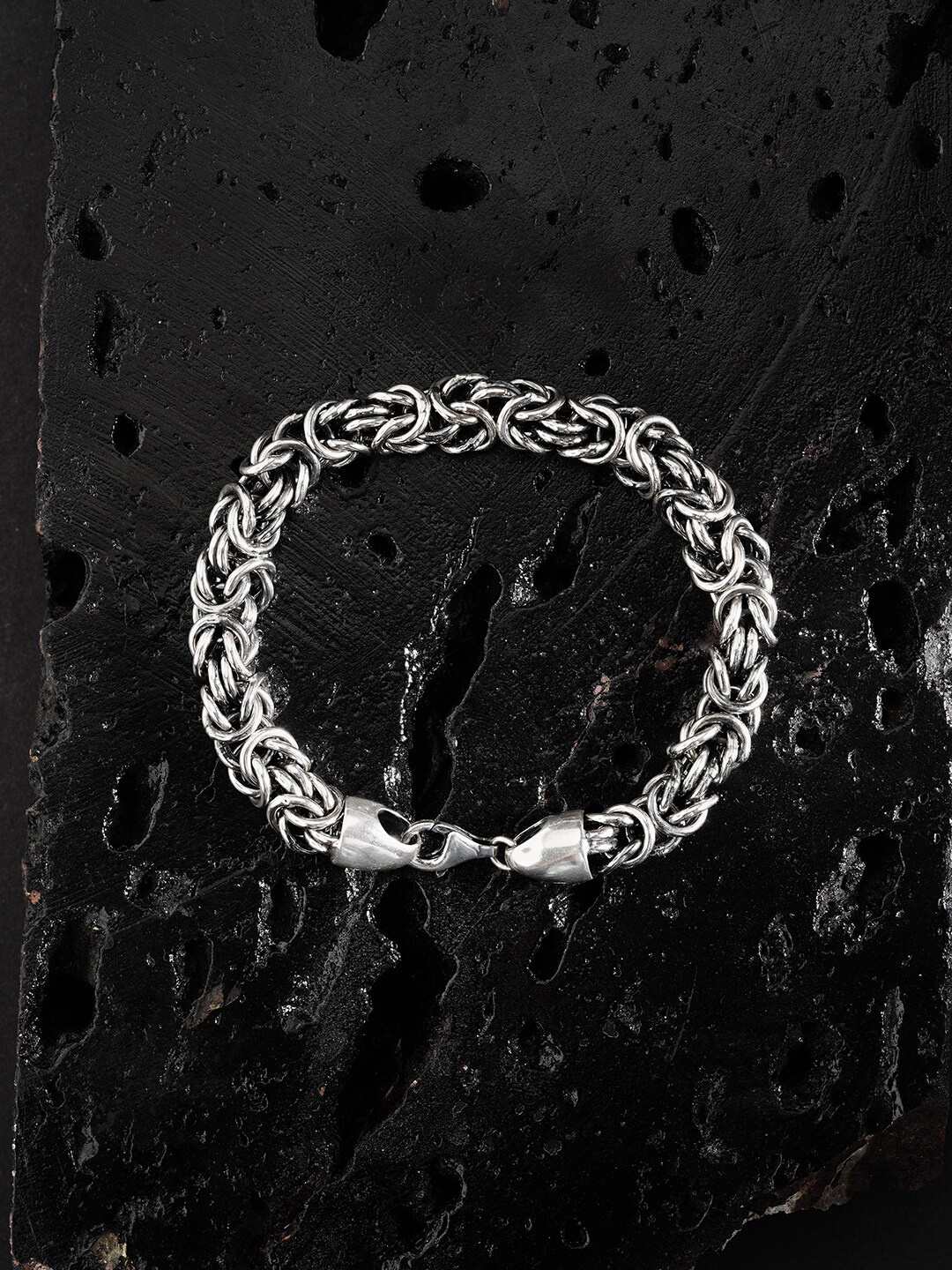 

ZORD Men Oomph Statement 925 Sterling Silver-Plated Link Bracelet