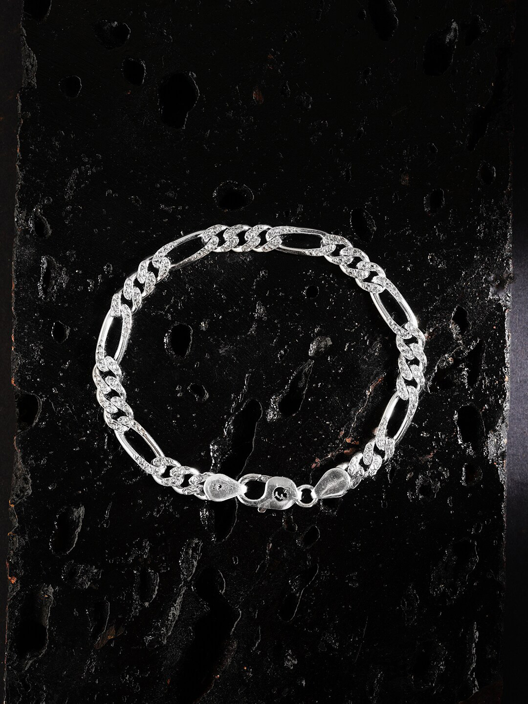 

ZORD Men Sterling Silver Antique Silver-Plated Link Bracelet