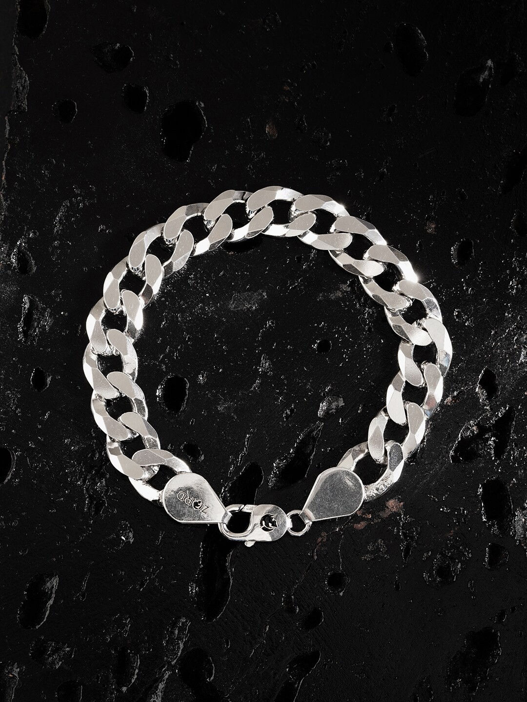 

ZORD Men Sterling Silver Antique Silver-Plated Link Bracelet