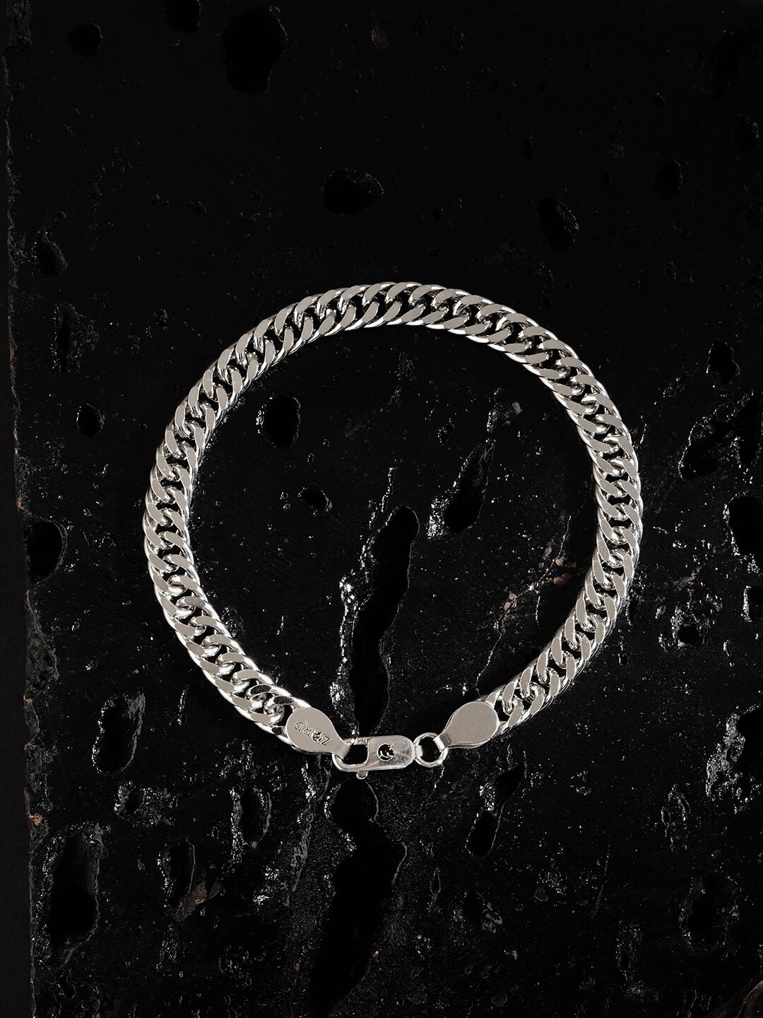 

ZORD Men Double Cuban Chic 925 Sterling Silver-Plated Link Bracelet
