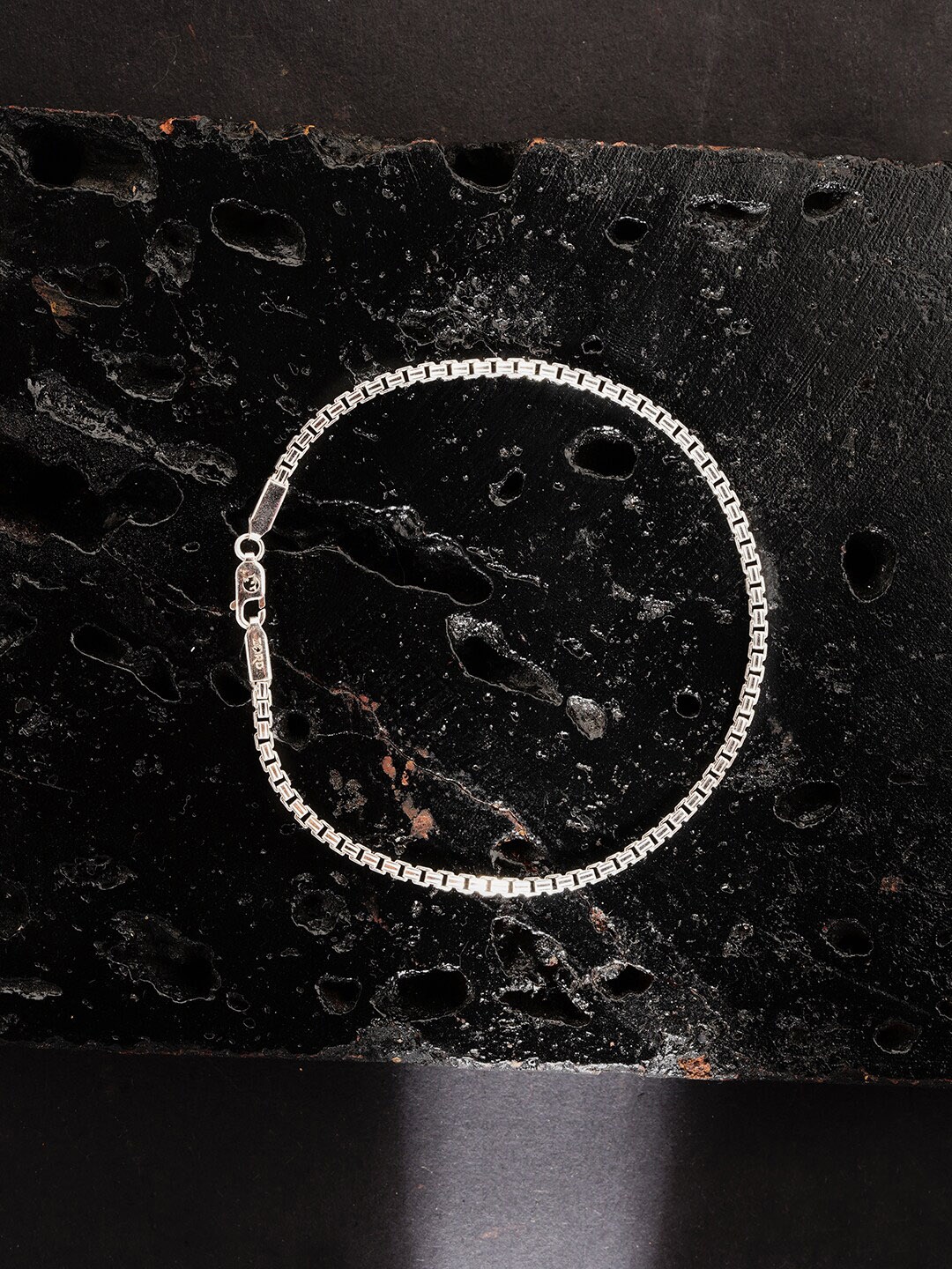 

ZORD Men Sterling Silver Antique Silver-Plated Link Bracelet