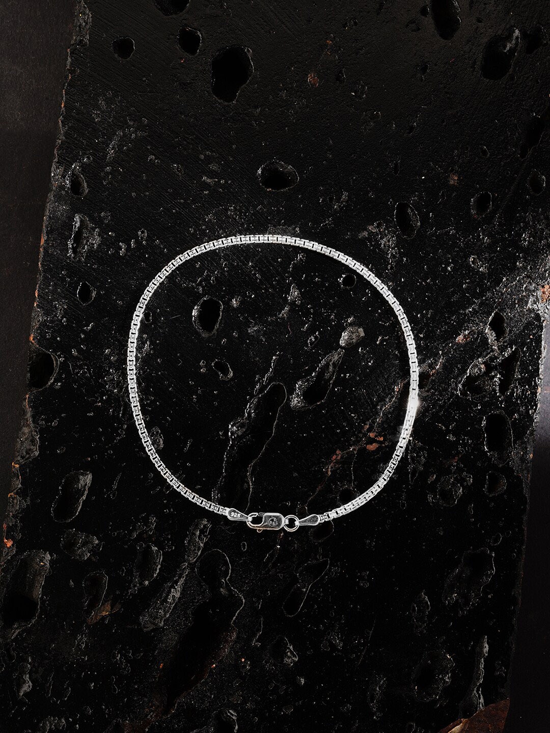 

ZORD Men Sterling Silver Antique Silver-Plated Link Bracelet