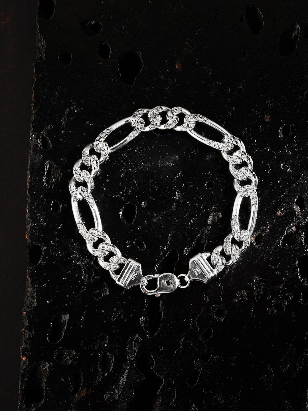 

ZORD Men 925 Sterling Silver Rhodium-Plated Link Bracelet