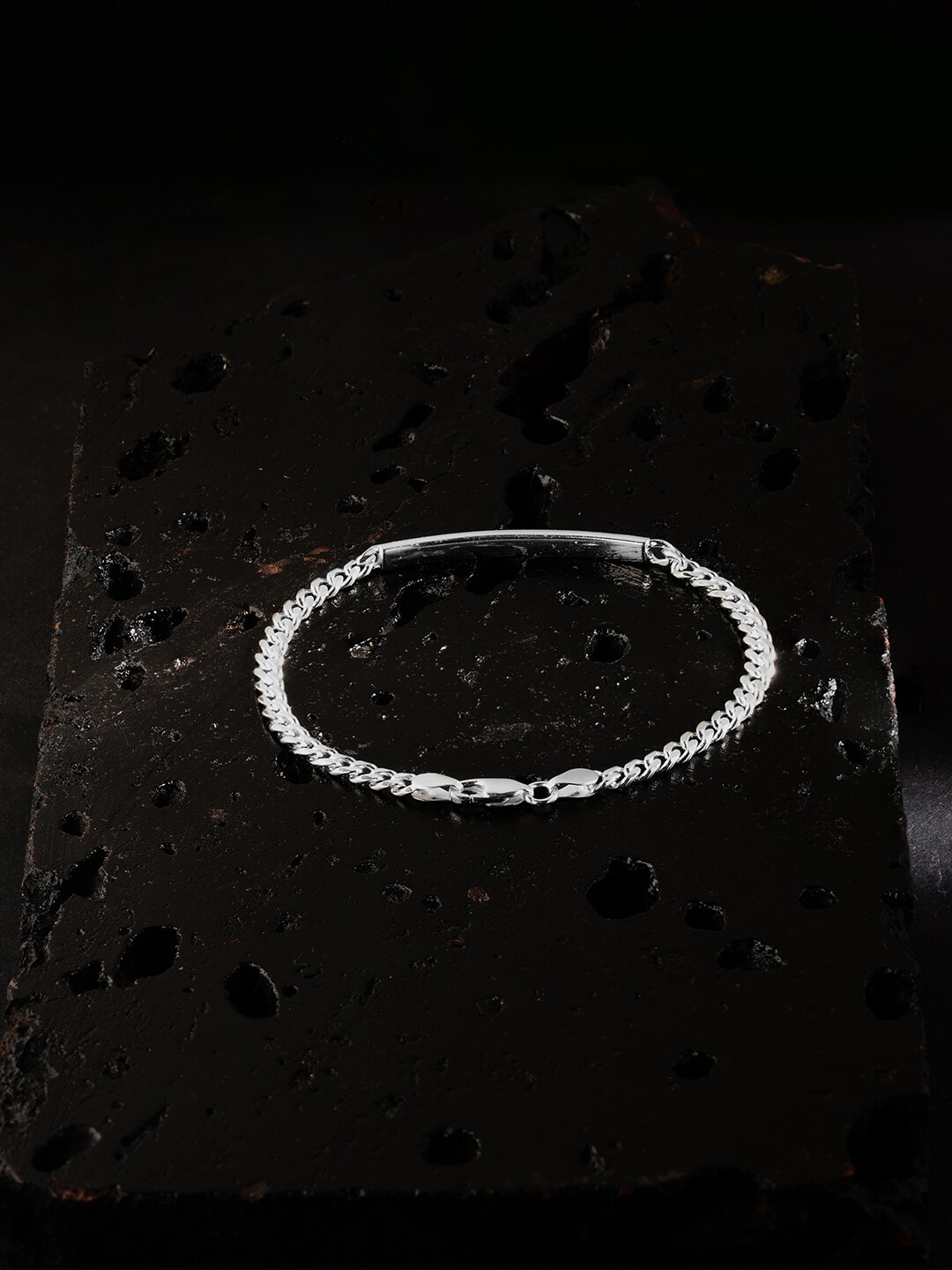 

ZORD Men 925 Sterling Silver Silver-Plated Link Bracelet