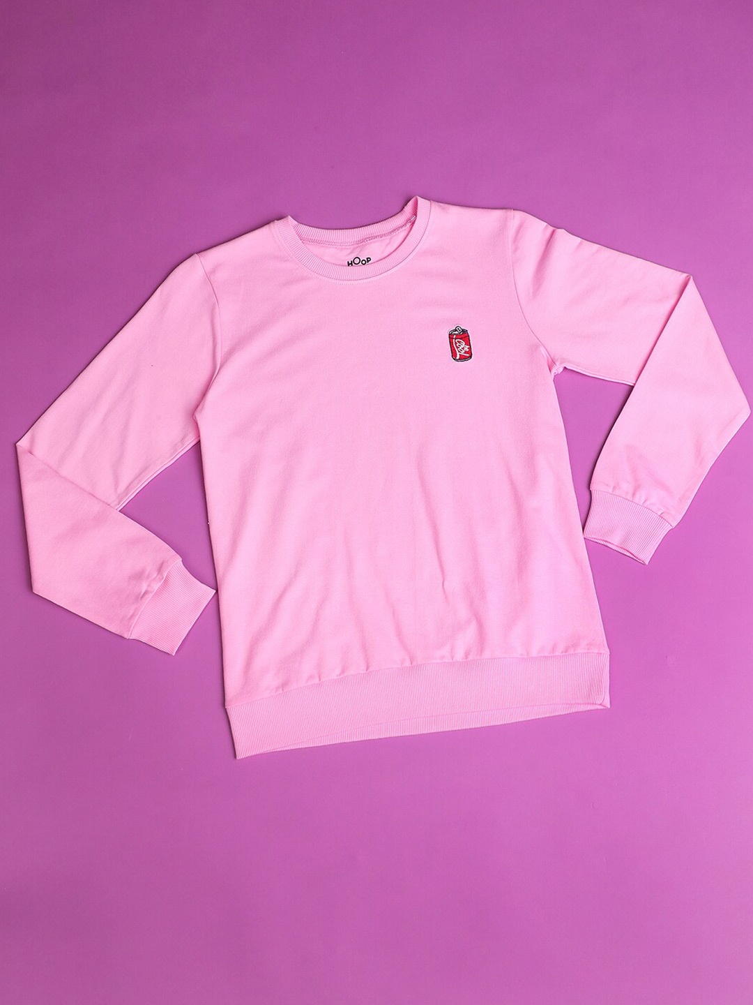 

Hoop Girls Round Neck Long Sleeves Cotton Pullover Sweatshirt, Pink