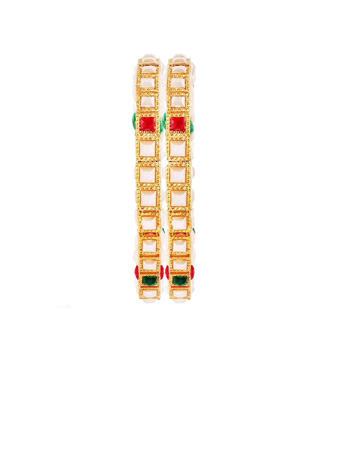 

Yellow Chimes Set Of 2 Gold-Plated Stone-Studded Bangles