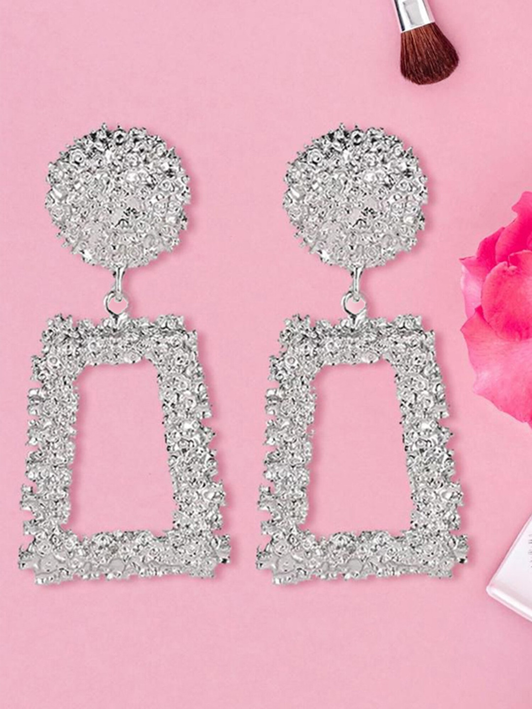 

Yellow Chimes Geometric Shaped Drop Earrings, Silver