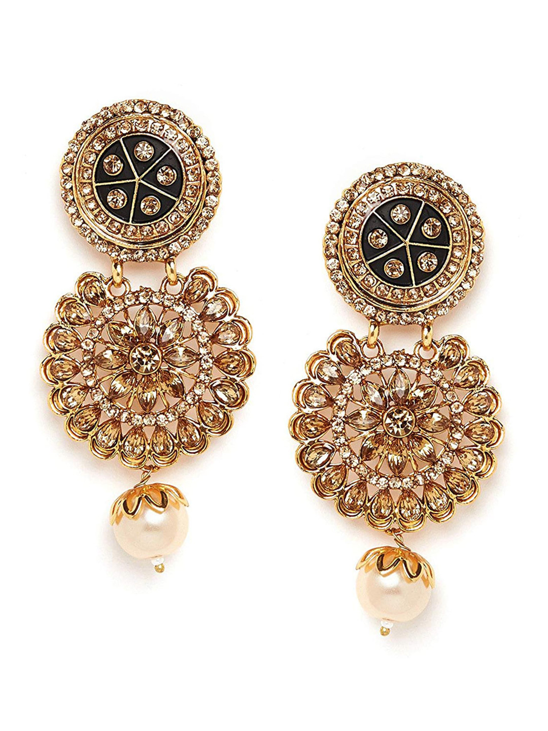 

Yellow Chimes Gold Plated Kundan Drop Earrings