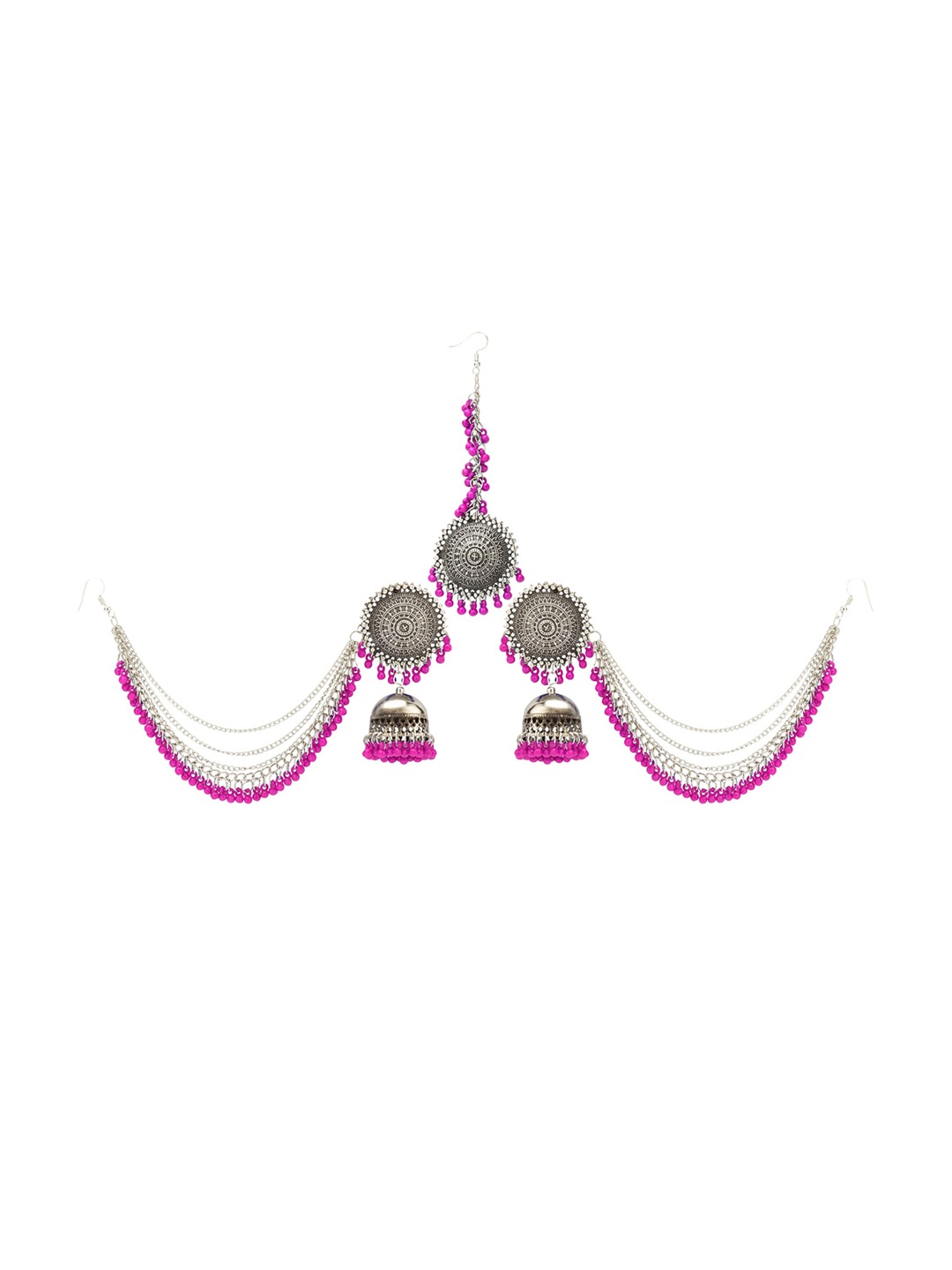 

Yellow Chimes Silver Contemporary Jhumkas