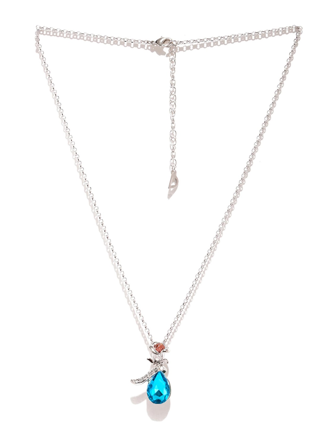 

Yellow Chimes Crystal-Studded Pendant With Chain, Silver