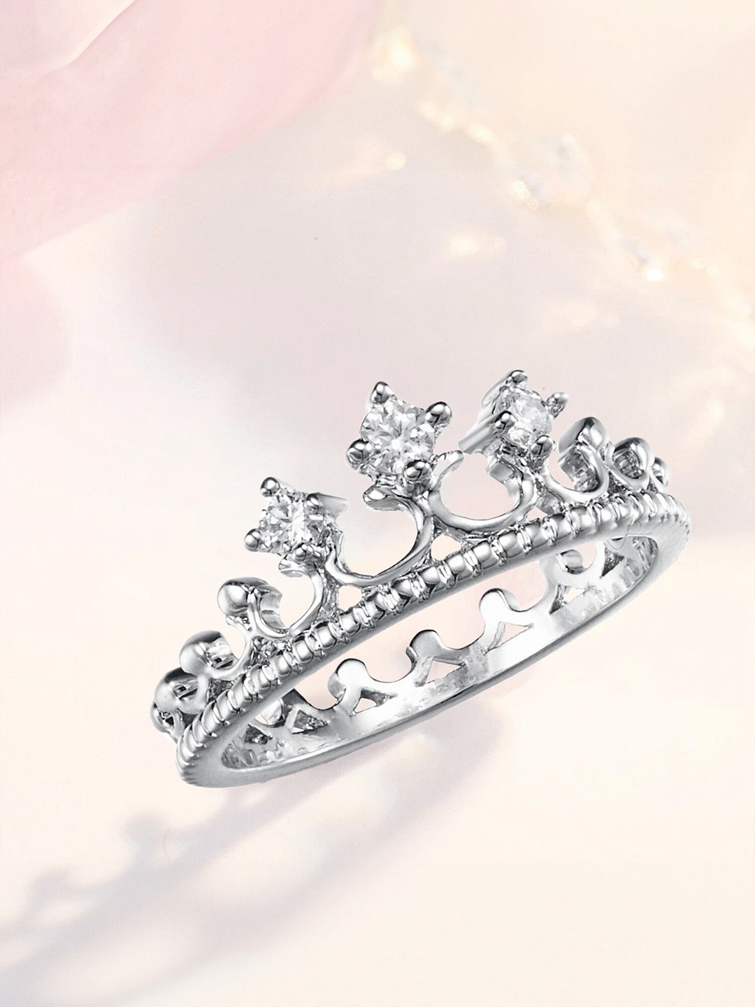 

Yellow Chimes Crystal Studded Finger Ring, Silver