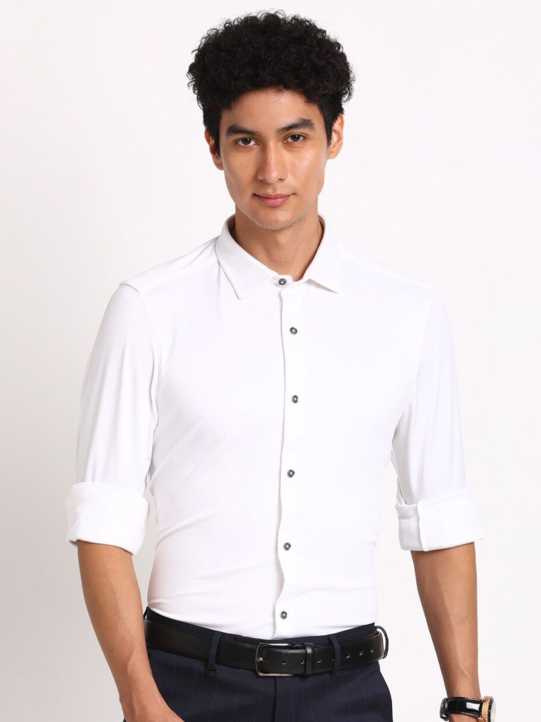 

Turtle Smart Slim Fit Spread Collar Long Sleeve Formal Shirt, White