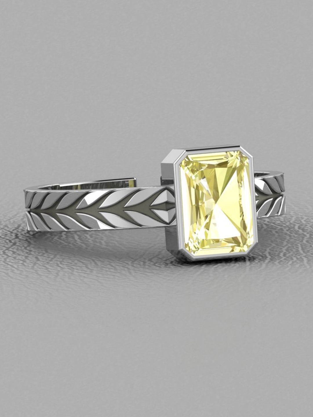 

Vitra Jewellery Men Rhodium-Plated CZ-Studded Finger Ring, Silver