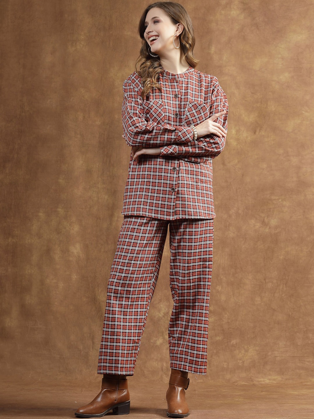

Stylum Checked Shirt & Trousers Co-Ord, Red