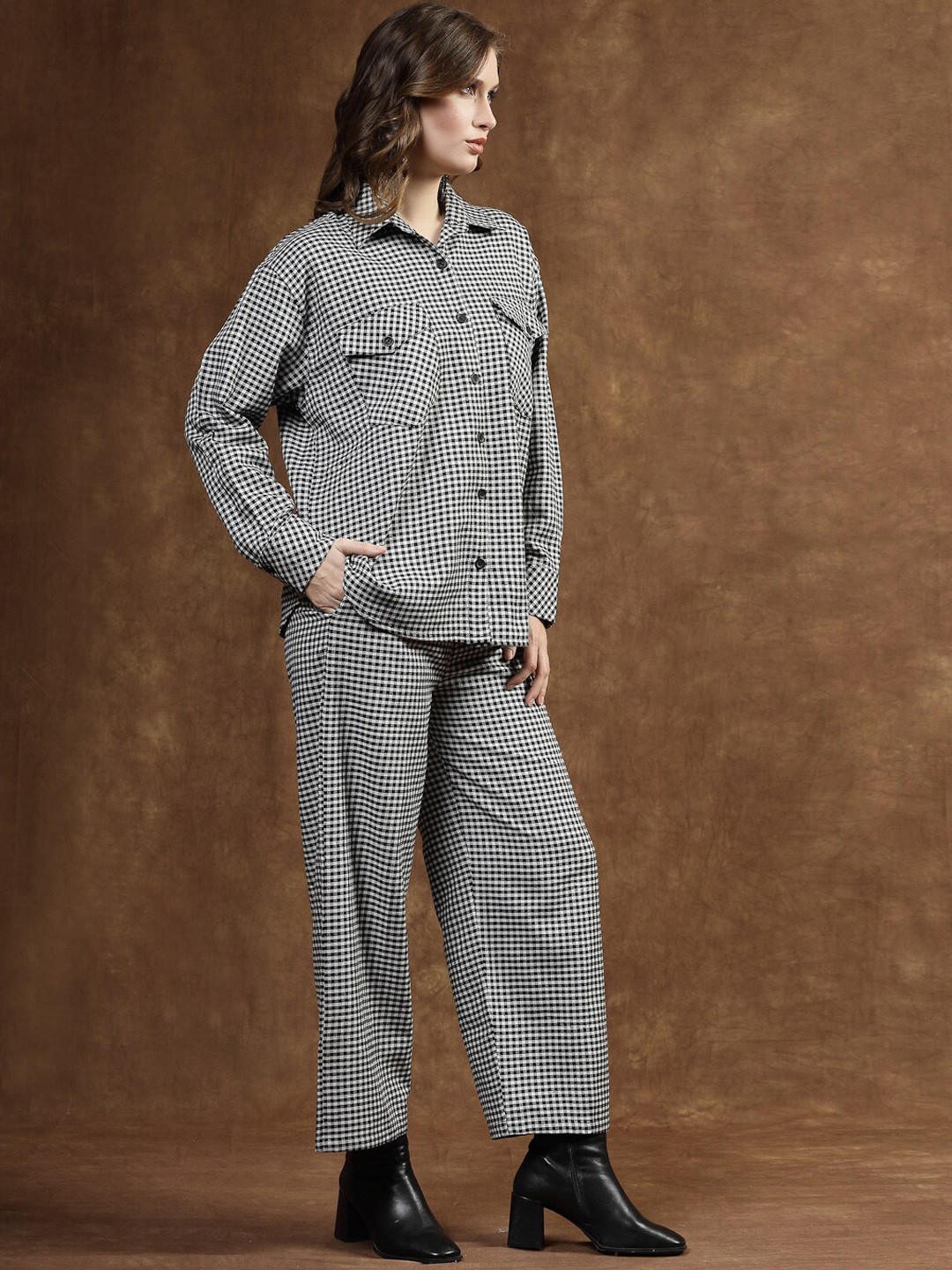 

Stylum Checked Shirt & Trousers Co-Ord, White