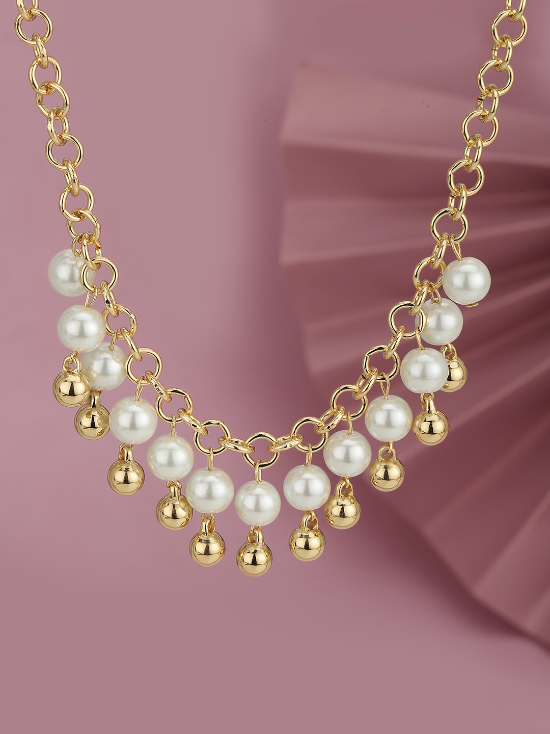 

Carlton London Gold-Plated Pearls-Studded Necklace