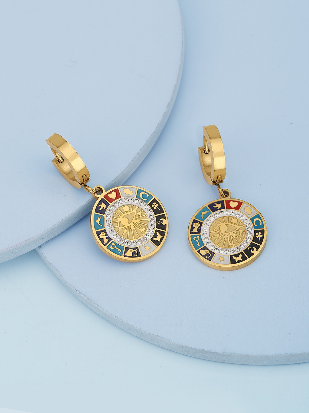

Carlton London Gold-Plated Circular Hoop Earrings, Multi