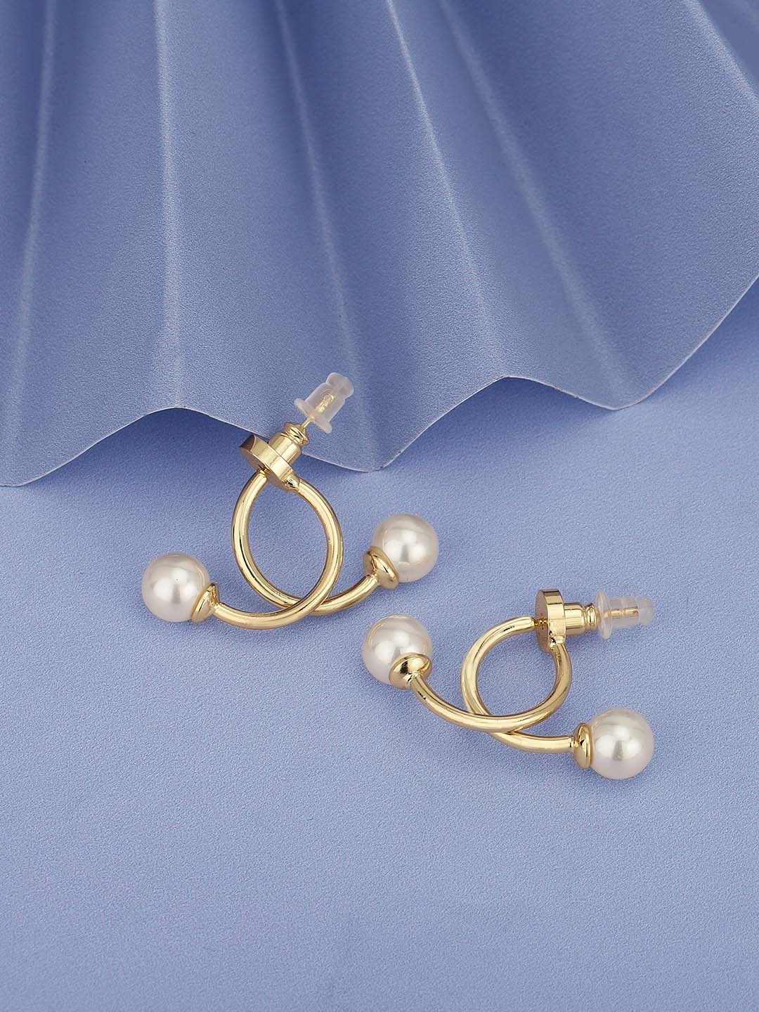 

Carlton London Gold-Plated Pearls-Studded Contemporary Studs Earrings