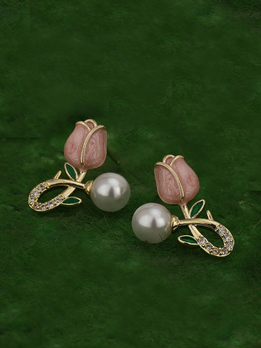 

Carlton London Gold-Plated Pearls-Studded Floral Studs Earrings, Multi