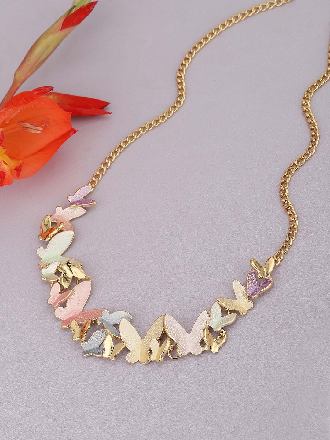 

Carlton London Gold-Plated Enamelled Necklace, Multi