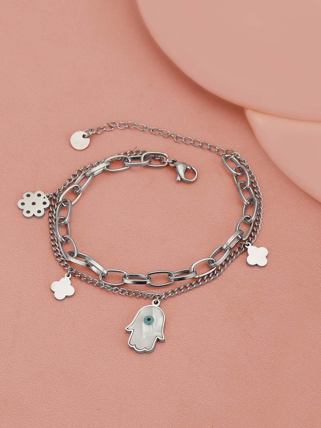 

Carlton London Women Silver-Plated Charm Bracelet