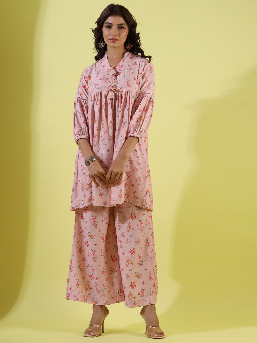 

Readiprint Floral Printed Top & palazzo, Pink