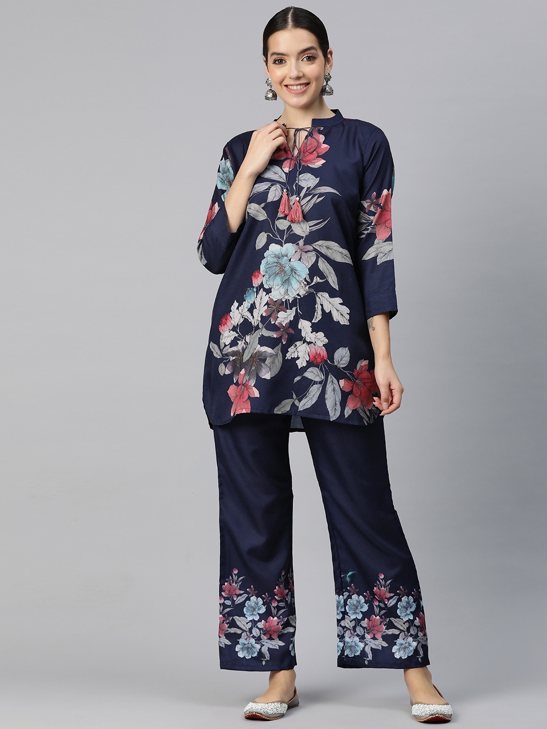 

Readiprint Fashions Women Printed Pure Cotton Co-Ords, Navy blue