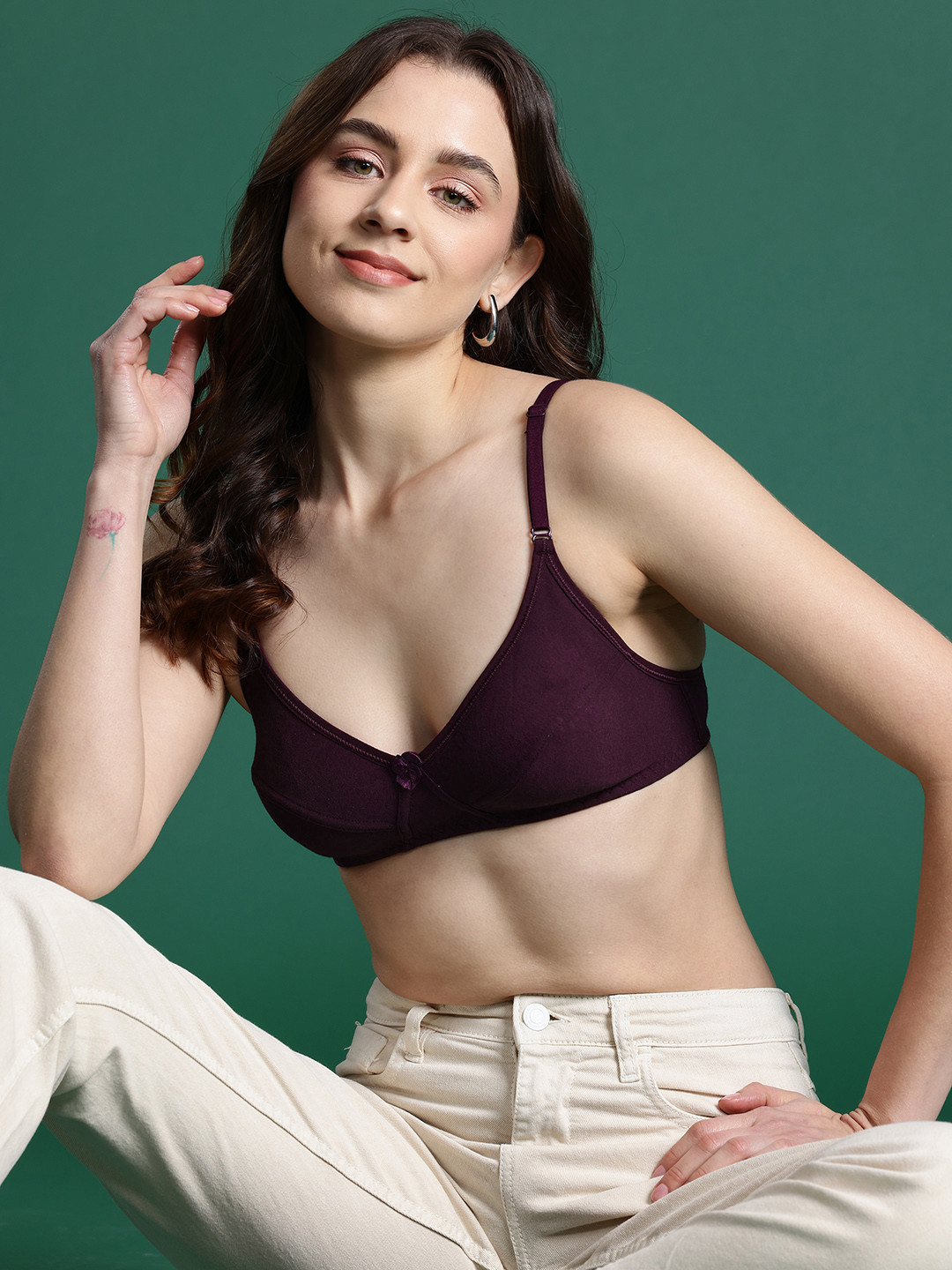 

DressBerry Non Padded Full Coverage Bra, Burgundy