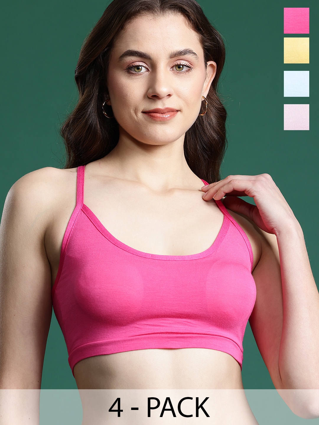 

DressBerry Pack Of 4 Medium Coverage Racer Back Beginners Bras DB-DM-RC-SPORT-01, Multi