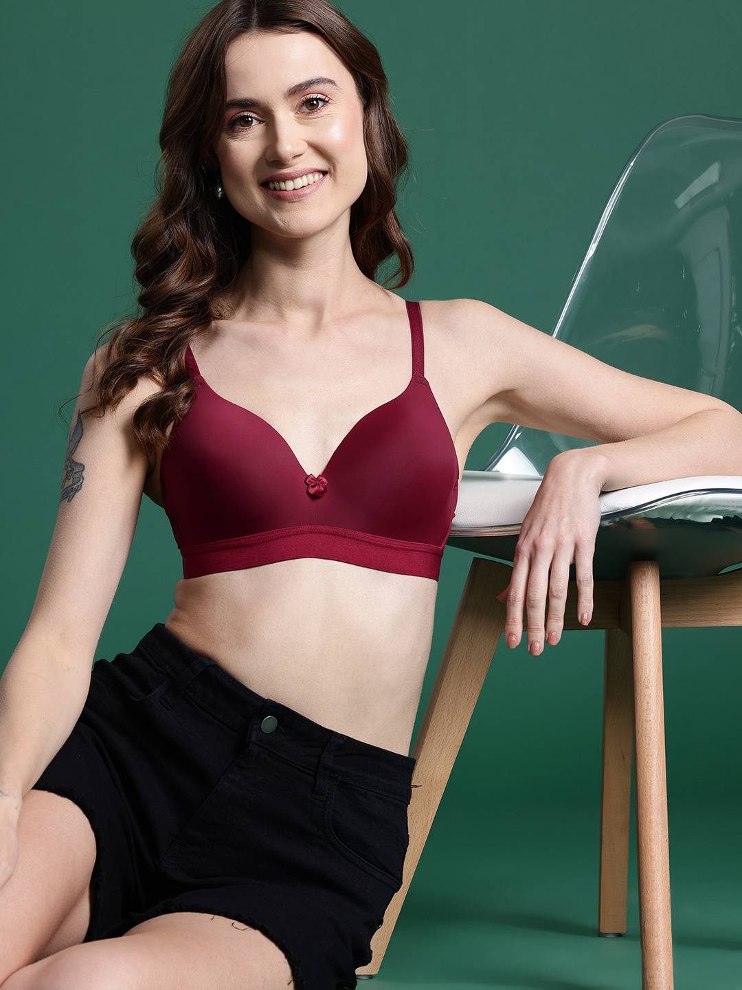

DressBerry Solid Full Coverage Lightly Padded Bra, Maroon